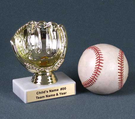 Image of a gold baseball glove Ball Holder